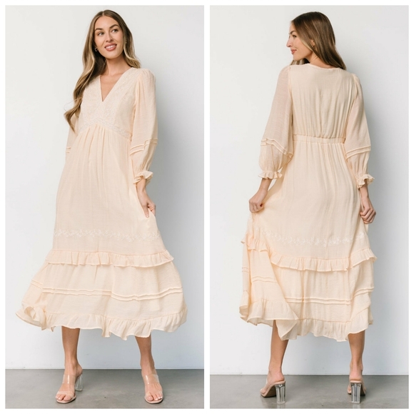 Baltic Born Dresses & Skirts - Baltic Born Amberlee Bohemian Neutral Embroidered Midi Dress